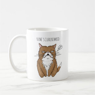 Funny Custom Name Current Mood Meh Cat Mug