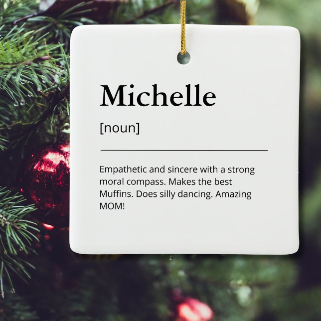Funny Custom Name Family Holiday Minimalist Ceramic Ornament (Creator Uploaded)