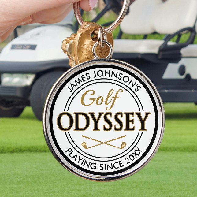 Funny Custom Name Odyssey Black White Gold Key Ring (Creator Uploaded)