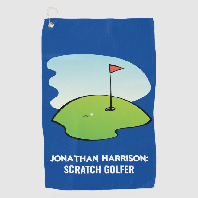 Funny Custom Name Scratch Golfer Modern Golf Towel (Front)