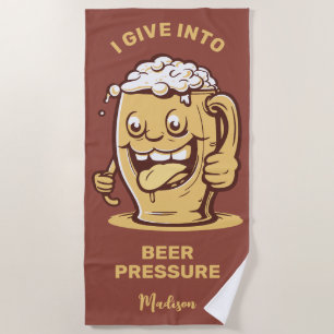 Funny Custom Name & Text Beer Beach Towel