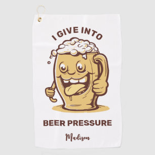 Funny Custom Name & Text Beer Golf Towel