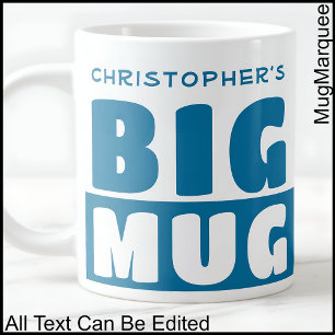 Funny Custom Name Text Two Tone Blue Big Mug 011