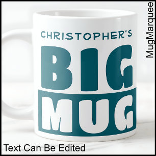 Funny Custom Name Text Two Tone Teal Big Mug 006