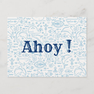 Funny custom nautical navy blue postcard
