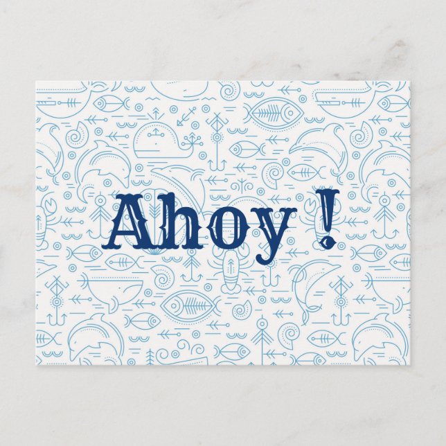 Funny custom nautical navy blue postcard (Front)