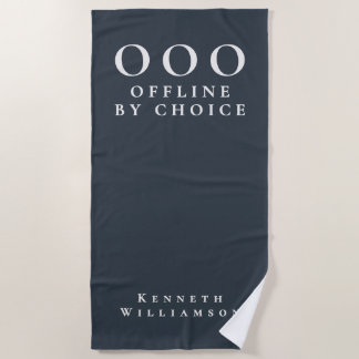 Funny Custom Navy Blue White OOO Minimalist Men  Beach Towel