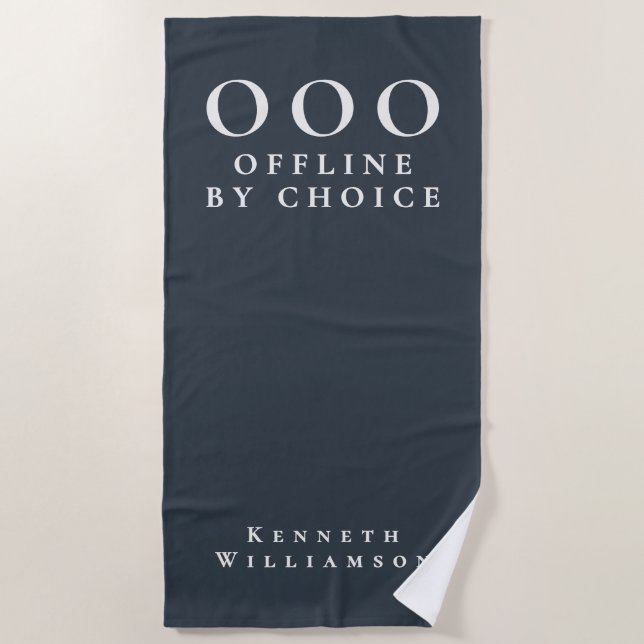 Funny Custom Navy Blue White OOO Minimalist Men  Beach Towel (Front)
