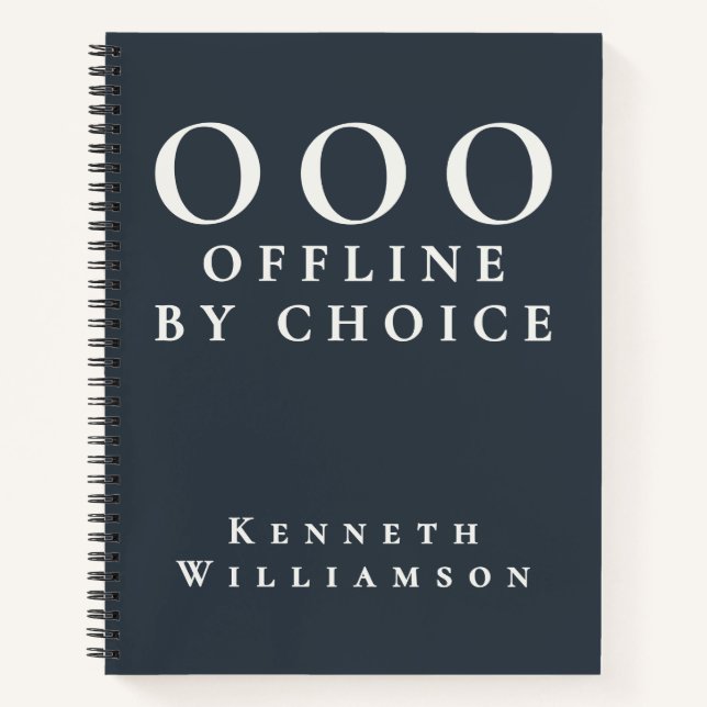 Funny Custom Navy Blue White OOO Minimalist Men Notebook (Front)