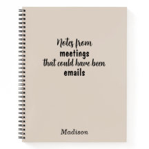 Funny Custom Notebook for Office Meeting Notes