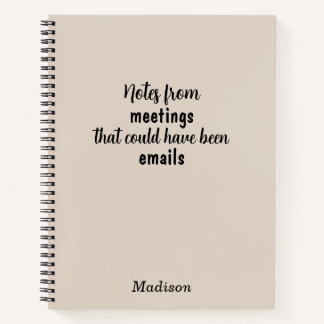 Funny Custom Notebook for Office Meeting Notes