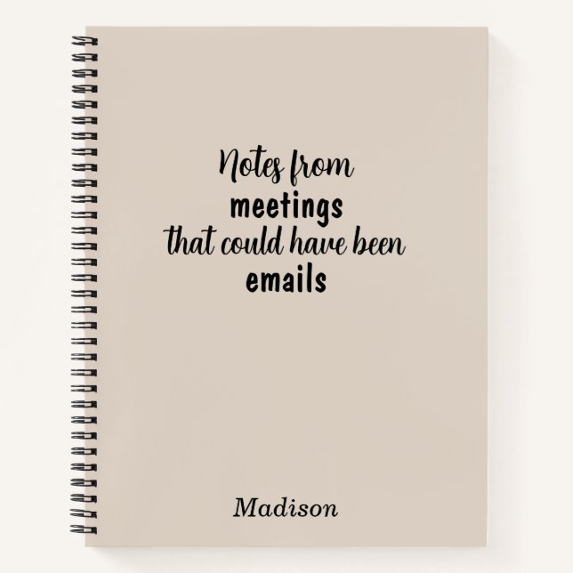 Funny Custom Notebook for Office Meeting Notes (Front)