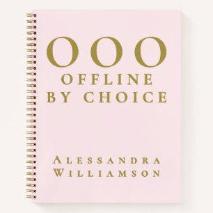 Funny Custom Pastel Pink Gold OOO Minimalist Chic Notebook