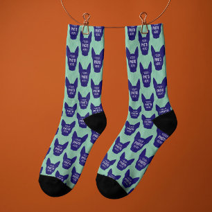 Funny Custom Pet Face Photo Pattern Mint Green Socks