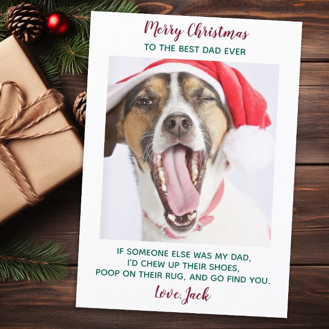 Funny Custom Pet Photo Dog Dad Merry Christmas  Ho Holiday Card (Creator Uploaded)