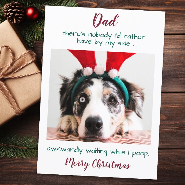Funny Custom Pet Photo Dog Dad Merry Christmas Hol Holiday Card (Creator Uploaded)