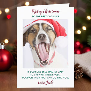 Funny Custom Pet Photo Dog Dad Merry Christmas  Holiday Card
