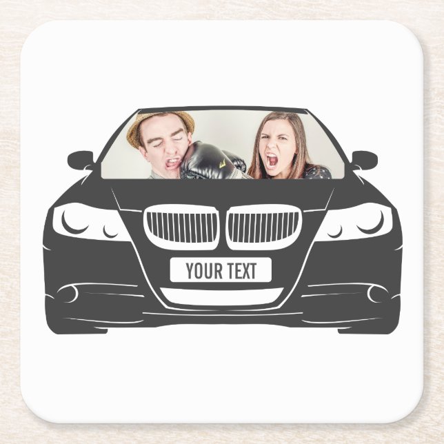 Funny Custom Photo Car Frame Square Paper Coaster (Front)