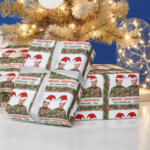 Funny Custom Photo Merry Christmas Ugly Sweater Wrapping Paper