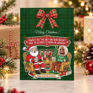 Funny Custom Photo Retired Christmas Santa Holiday Postcard