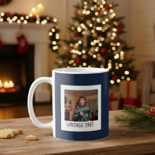 Funny Custom Photo Vintage 1985 Retro Birthday Mug
