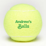 Funny Custom Printed Name  Tennis Balls<br><div class="desc">No one will take your tennis balls again when you use these custom printed monogram initial tennis balls with your name on them - and you'll make them laugh when they see you have claimed the balls as your own with the funny wording in green. Edit the fonts, colours, and...</div>