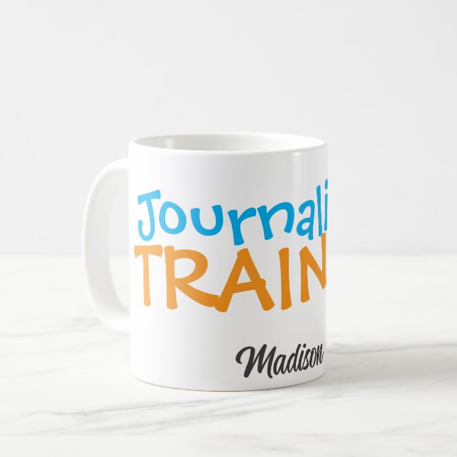 Funny Custom Profession Name Blue Orange Coffee Mug (Front Left)