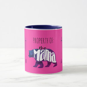 Funny Custom Property of Mama Bear Pink and Purple Mug