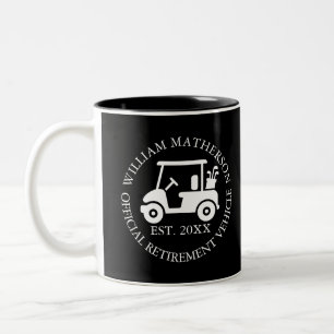 Funny Custom Retirement Golf Cart Buggy Two-Tone Coffee Mug