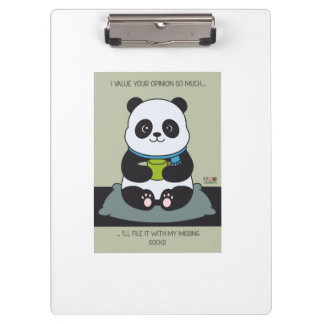 Funny Custom Sarcastic Panda Opinion Coworker Gift Clipboard