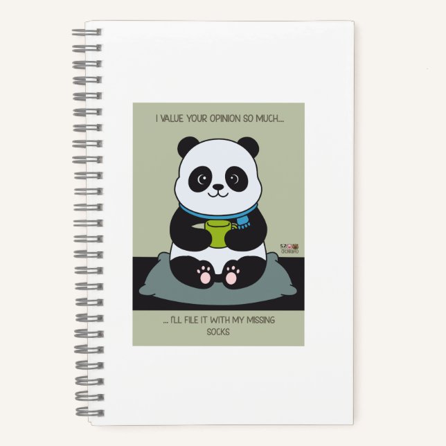 Funny Custom Sarcastic Panda Opinion Coworker Gift Notebook (Front)