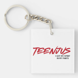 Funny Custom Text Baby Billy's Quote Teenjus Red Key Ring
