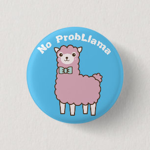 Funny Custom Text & Colour No Problema Llama 3 Cm Round Badge