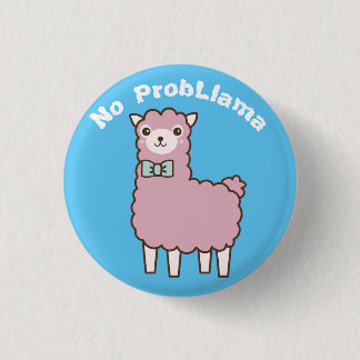 Funny Custom Text & Colour No Problema Llama 3 Cm Round Badge