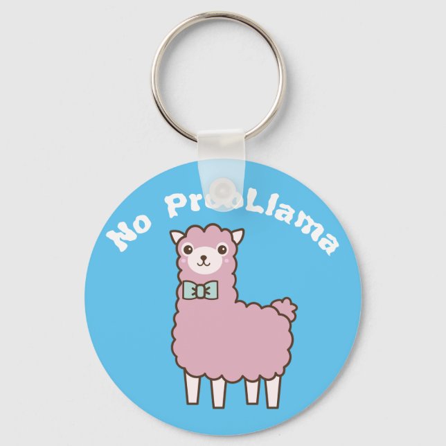 Funny Custom Text & Colour No Problema Llama Key Ring (Front)