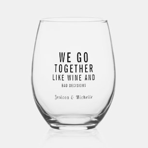 Funny Custom Text Friendship Stemless Wine Glass