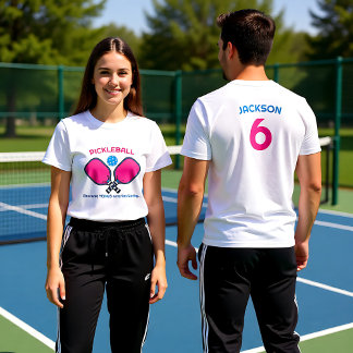 Funny Custom text (front and back) Pickleball  T-Shirt