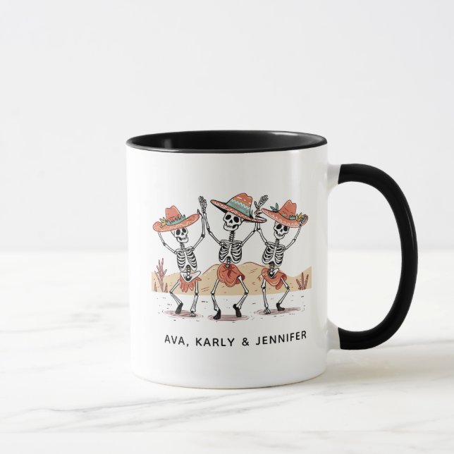 Funny Custom Three Female Skeletons Halloween Mug (Right)