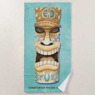 Funny Custom Tiki Beach Island Monogrammed Towel