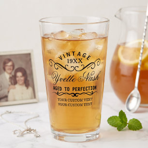 Funny Custom Vintage Birthday Aged To Perfection Glass