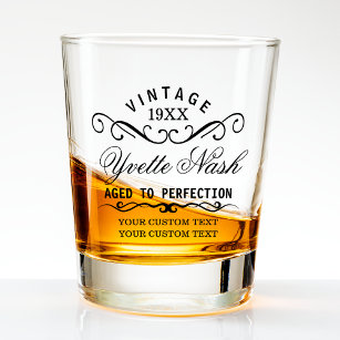 Funny Custom Vintage Birthday Aged To Perfection Shot Glass