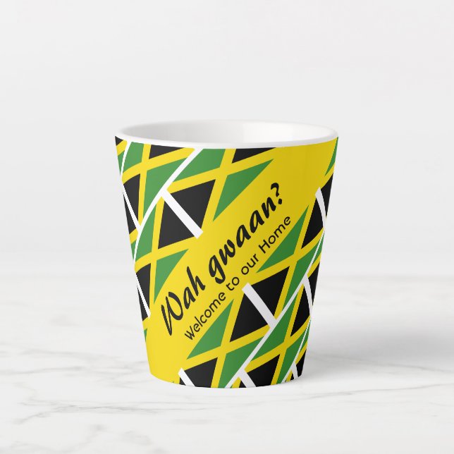 Funny Custom WAH GWAAN Jamaica Flag Latte Mug (Front)
