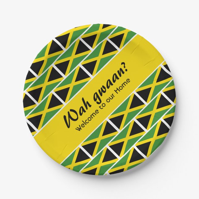 Funny Custom WAH GWAAN Jamaica Flag Paper Plate (Front)