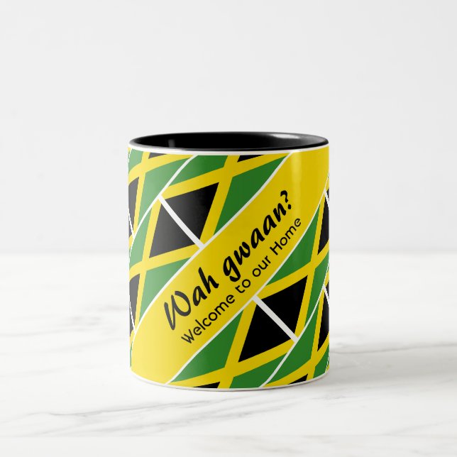 Funny Custom WAH GWAAN Jamaica Flag Two-Tone Coffee Mug (Center)
