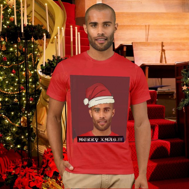 Funny custom Xmas. Santa's hat photo T-Shirt (Creator Uploaded)