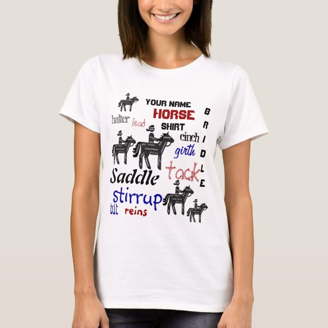 Funny, Custom, Your Name, Your Horseback Riding T-Shirt (Front)