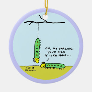 Funny Customised Caterpillar Love Xmas Tree Ceramic Ornament
