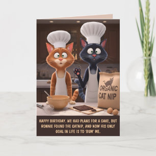 Funny Customizable Cat Themed Birthday Card
