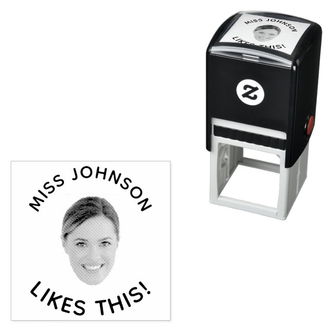 Funny Customizable Face Photo & Text Teacher Self-inking Stamp (In Situ)