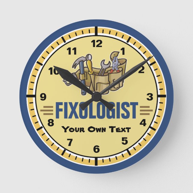 Funny Customize It Handyman Round Clock (Front)